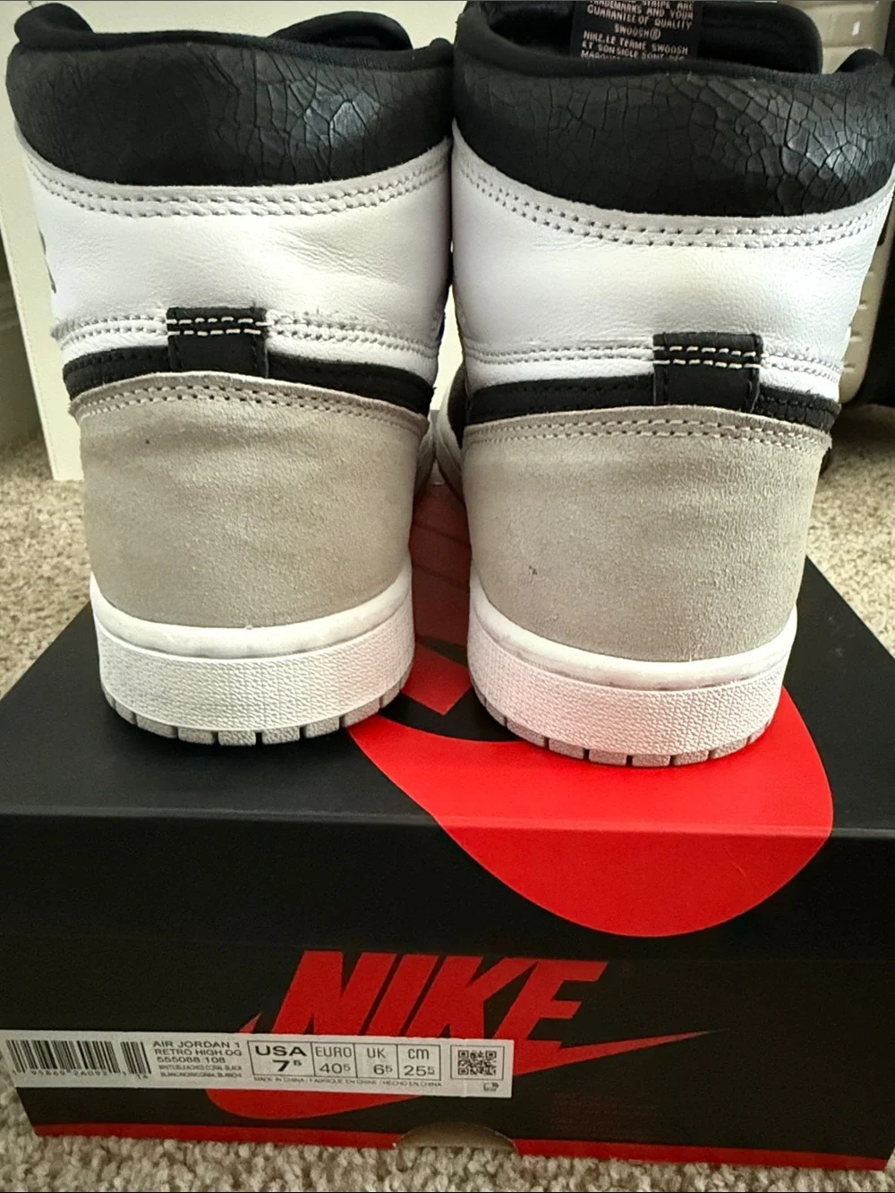 Air Jordan 1 High OG Black White Grey - Classic Swoosh